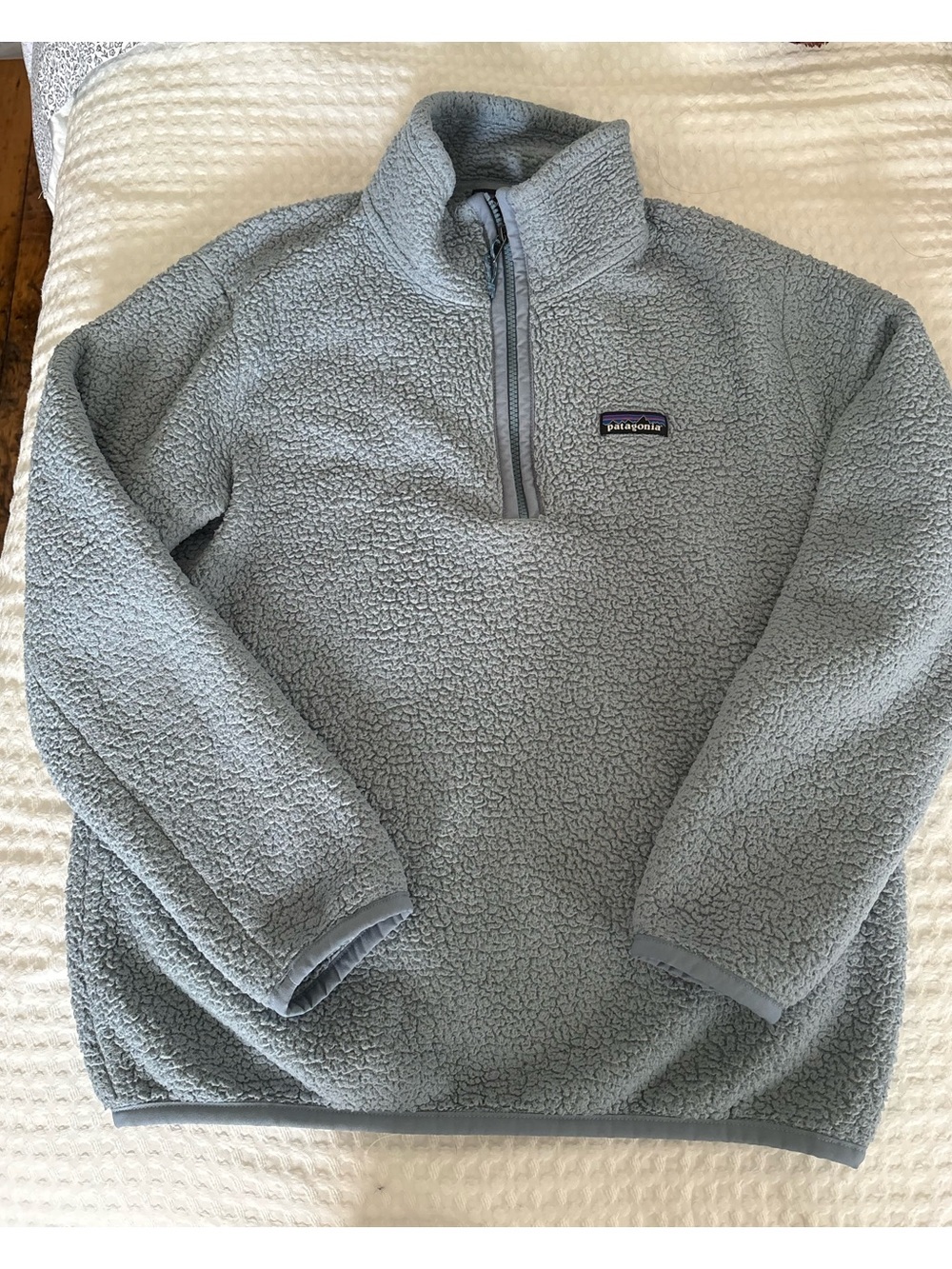 Patagonia Women's Light Blue Sherpa Quarter-Zip Pullover
